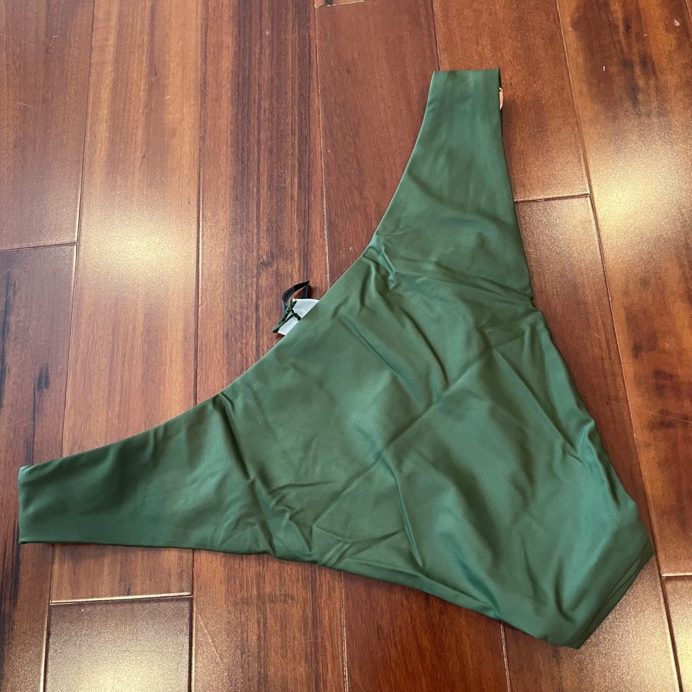 J.Crew Green Bikini Bottom Swim Olive Safari Solid BC125 Size Large - Picture 3 of 4